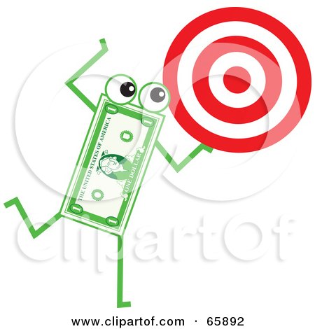 Royalty-Free (RF) Clipart Illustration of a Banknote Character Carrying A Target by Prawny
