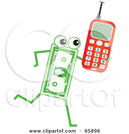 Royalty-Free (RF) Clipart Illustration of a Banknote Character Carrying A Cell Phone by Prawny
