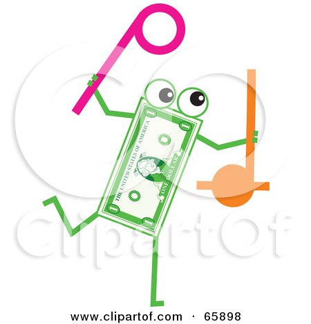 Royalty-Free (RF) Clipart Illustration of a Banknote Character Carrying Noise Makers by Prawny