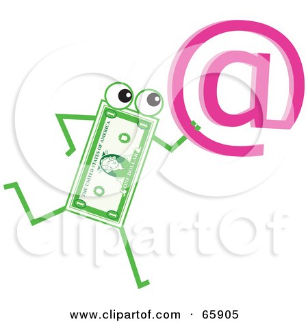 Royalty-Free (RF) Clipart Illustration of a Banknote Character Carrying A Pink At Symbol by Prawny