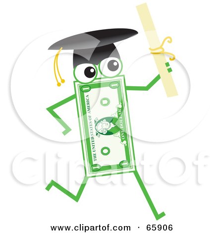 Royalty-Free (RF) Clipart Illustration of a Banknote Character Graduate by Prawny