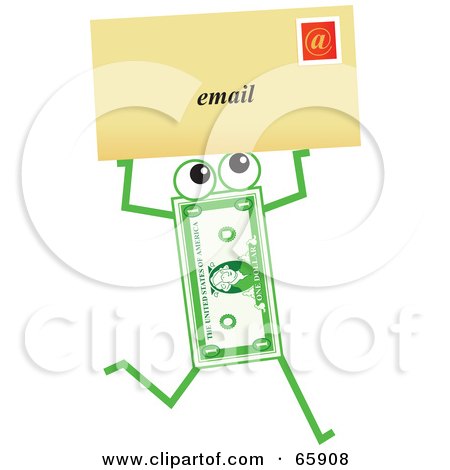 Royalty-Free (RF) Clipart Illustration of a Banknote Character Carrying An Email Envelope by Prawny