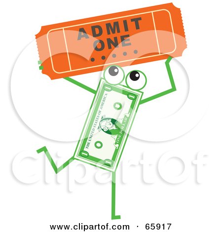 Royalty-Free (RF) Clipart Illustration of a Banknote Character Carrying A Ticket by Prawny