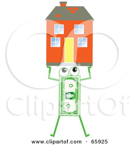 Royalty-Free (RF) Clipart Illustration of a Banknote Character Carrying A House by Prawny