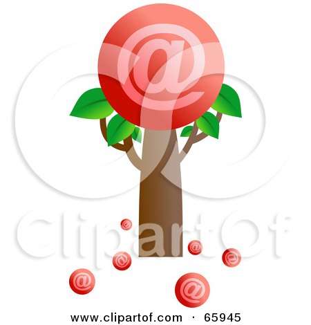 Royalty-Free (RF) Clipart Illustration of a Tree With A Giant Arobase And At Symbol Fruits by Prawny