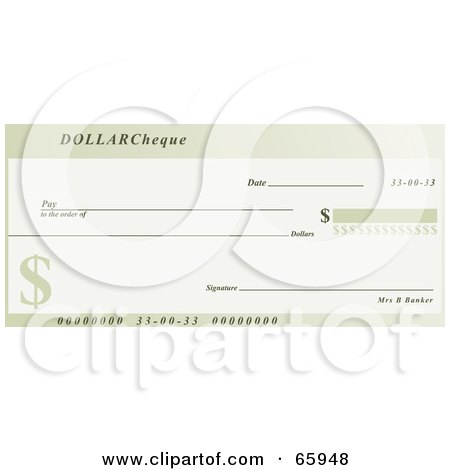 Royalty-Free (RF) Clipart Illustration of a Tan Dollar Cheque With Dollar Symbols by Prawny