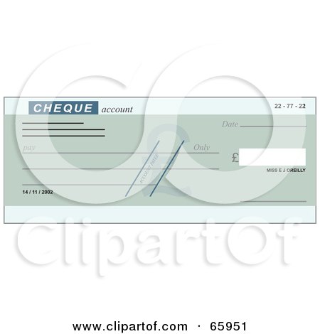 Royalty-Free (RF) Clipart Illustration of a Green Pound Symbol Cheque With Dollar Symbols by Prawny