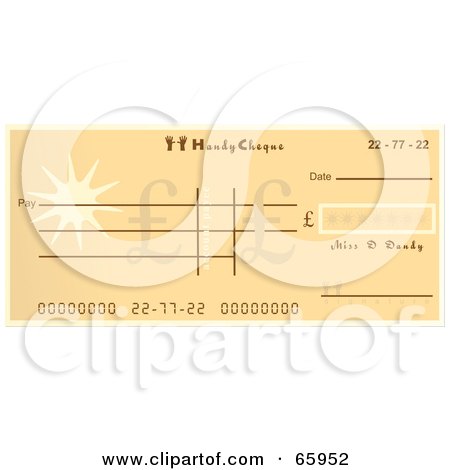 Royalty-Free (RF) Clipart Illustration of an Orange Cheque With Dollar Symbols by Prawny