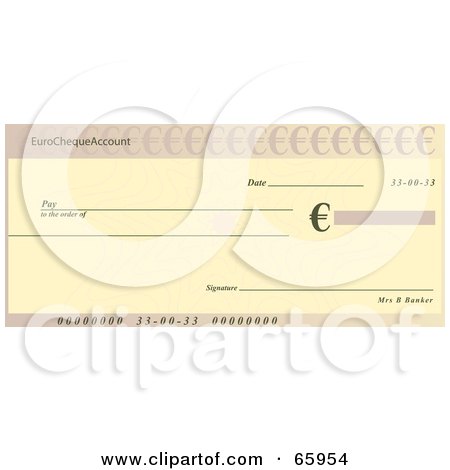 Royalty-Free (RF) Clipart Illustration of a Beige Bank Cheque by Prawny