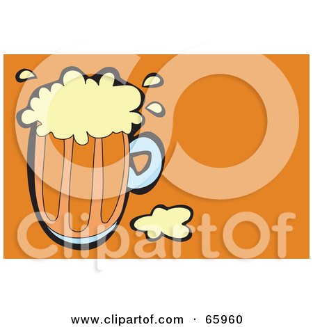 Royalty-Free (RF) Clipart Illustration of a Pint Of Beer On An Orange Background by Prawny