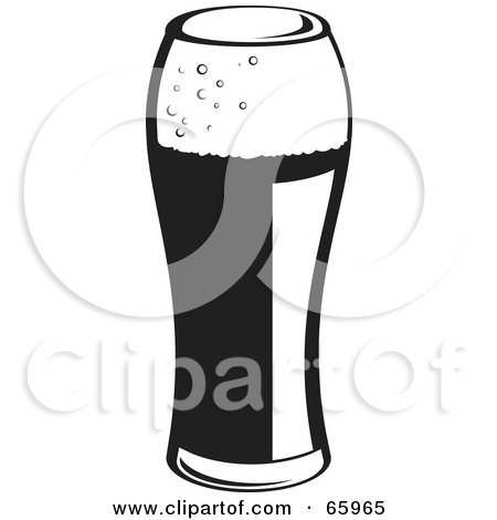 Royalty-Free (RF) Clipart Illustration of a Black And White Pint Of Ale by Prawny