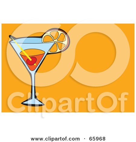 Royalty-Free (RF) Clipart Illustration of a Cocktail Beverage Garnished With Fruit, On An Orange Background by Prawny
