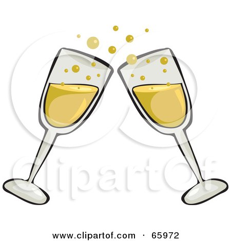 Royalty-Free (RF) Clipart Illustration of a Pair Of Toasting Clear Glass Champagne Glasses by Prawny