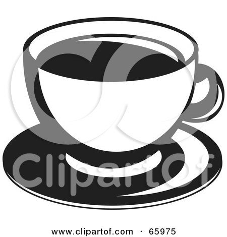 Royalty-Free (RF) Clipart Illustration of a Black And White Coffee Cup And Saucer by Prawny
