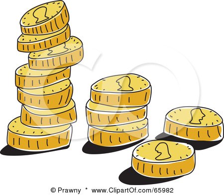 Royalty-Free (RF) Clipart Illustration of Small Stacks Of Golden Coins by Prawny