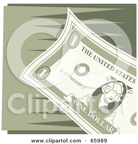 Royalty-Free (RF) Clipart Illustration of a Slanted Bank Note On Green by Prawny