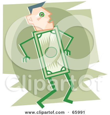 Royalty-Free (RF) Clipart Illustration of a Dollar Bill Guy With A Human Head by Prawny