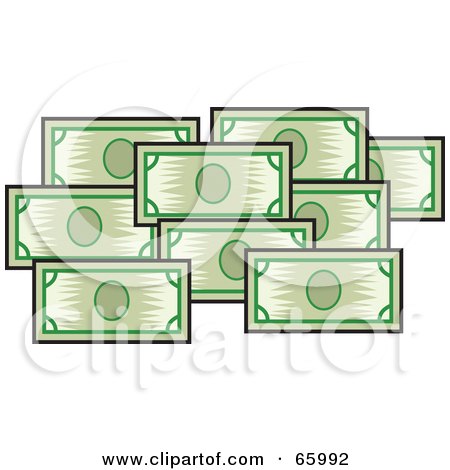 Royalty-Free (RF) Clipart Illustration of a Group Of Flat Green Bank Notes by Prawny