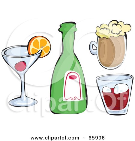Royalty-Free (RF) Clipart Illustration of a Digital Collage Of Alcoholic Beverages by Prawny