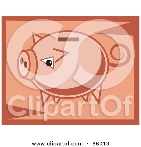 Royalty-Free (RF) Clipart Illustration of a Pink Coin Bank On A Salmon Colored Background by Prawny