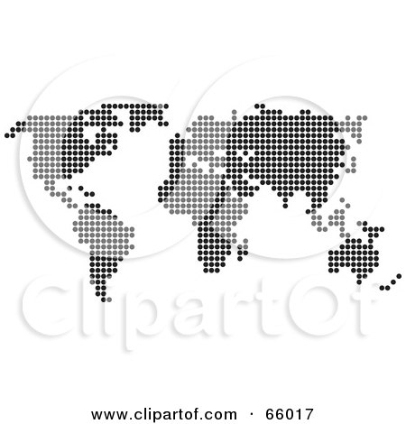 Royalty-Free (RF) Clipart Illustration of a Black Pixel Dot Atlas Map by Prawny
