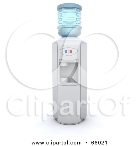 Royalty-Free (RF) Clipart Illustration of a 3d White Water Cooler In An Office by KJ Pargeter