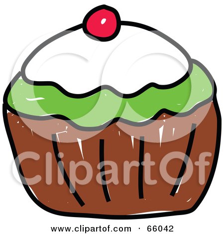 Royalty-Free (RF) Clipart Illustration of a Sketched Cupcake - Version 2 by Prawny