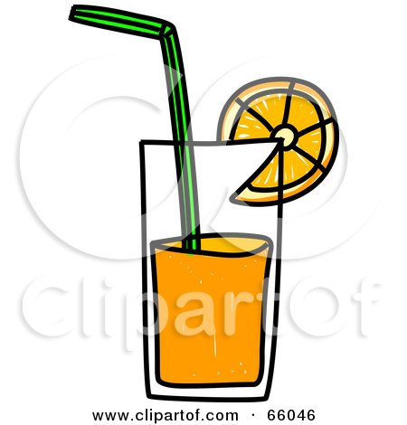 Royalty-Free (RF) Clipart Illustration of a Sketched Glass of Orange Juice by Prawny
