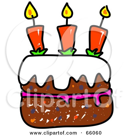 Royalty-Free (RF) Clipart Illustration of a Sketched Birthday Cake With Candles by Prawny