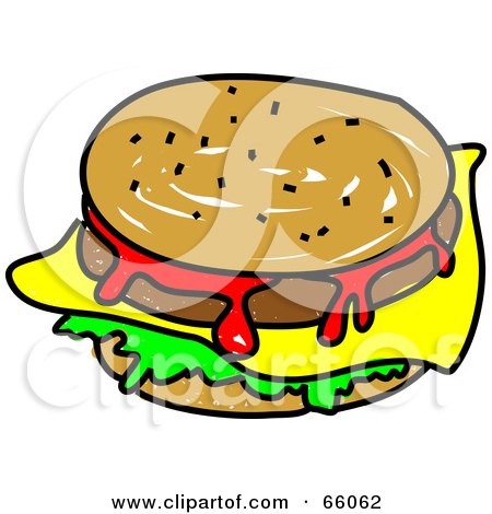Royalty-Free (RF) Clipart Illustration of a Sketched Cheeseburger by Prawny
