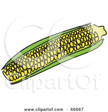 Royalty-Free (RF) Clipart Illustration of a Yellow Corn On The Cop With Green Husks by Prawny