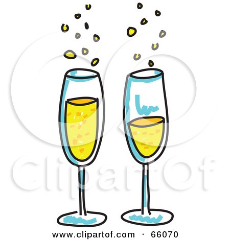 Royalty-Free (RF) Clipart Illustration of Two Bubbly Glasses Of Champagne by Prawny
