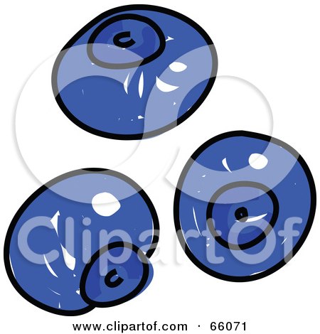 Royalty-Free (RF) Clipart Illustration of Three Sketched Blueberries by Prawny