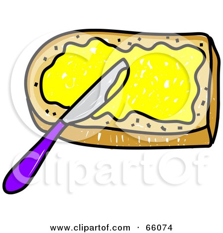Royalty-Free (RF) Clipart Illustration of a Knife Spreading Butter On Bread by Prawny