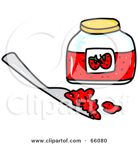Royalty-Free (RF) Clipart Illustration of a Sketched Jar Of Jam And Knife by Prawny