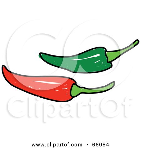 Royalty-Free (RF) Clipart Illustration of Red And Green Chilli Peppers by Prawny
