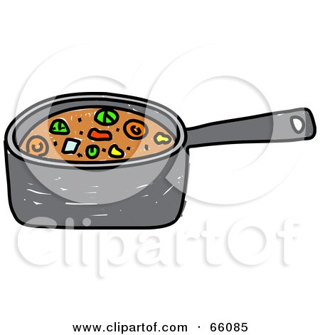 Royalty-Free (RF) Clipart Illustration of a Sketched Pan of Stew by Prawny