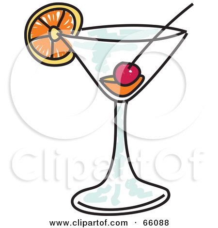 Royalty-Free (RF) Clipart Illustration of a Fruity Sketched Cocktail by Prawny