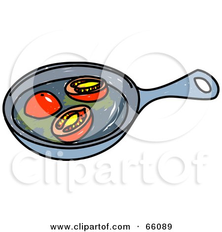 Royalty-Free (RF) Clipart Illustration of Sketched Tomatoes in a Frying Pan by Prawny