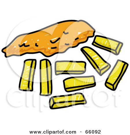 Royalty-Free (RF) Clipart Illustration of Sketched Fish And Chips by Prawny