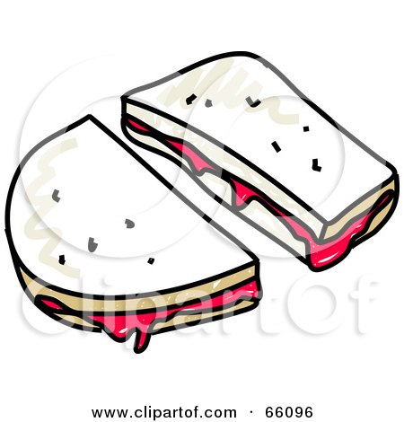 Royalty-Free (RF) Clipart Illustration of a Sketched Jelly Sandwich by Prawny