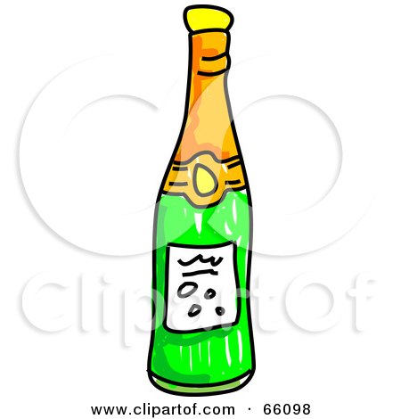 Royalty-Free (RF) Clipart Illustration of a Green Champagne Bottle by Prawny