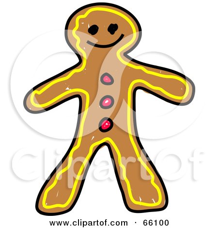 Royalty-Free (RF) Clipart Illustration of a Sketched Gingerbread Man by Prawny