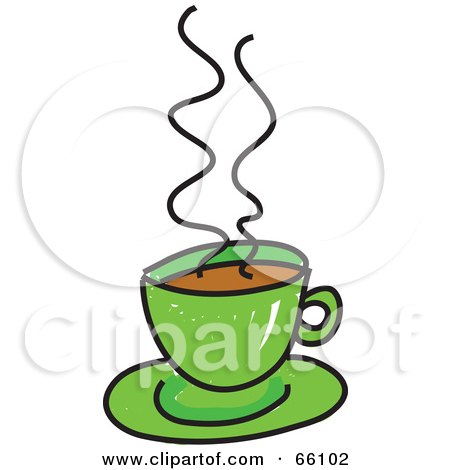 Royalty-Free (RF) Clipart Illustration of a Sketched Green Cup Of Coffee by Prawny
