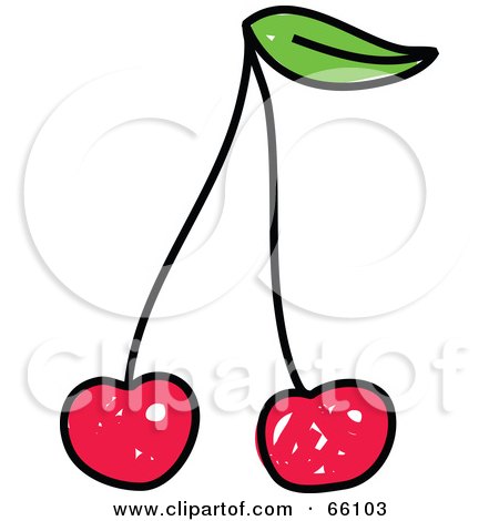 Royalty-Free (RF) Clipart Illustration of Two Sketched Cherries by Prawny