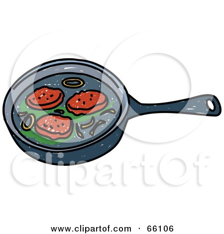 Royalty-Free (RF) Clipart Illustration of Sketched Hamburgers in a Pan by Prawny