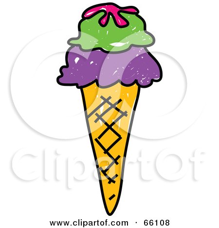 Royalty-Free (RF) Clipart Illustration of a Sketched Waffle Ice Cream Cone by Prawny