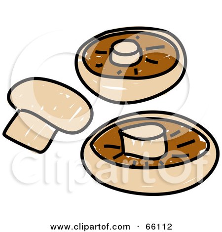 Royalty-Free (RF) Clipart Illustration of Three Button Mushrooms by Prawny