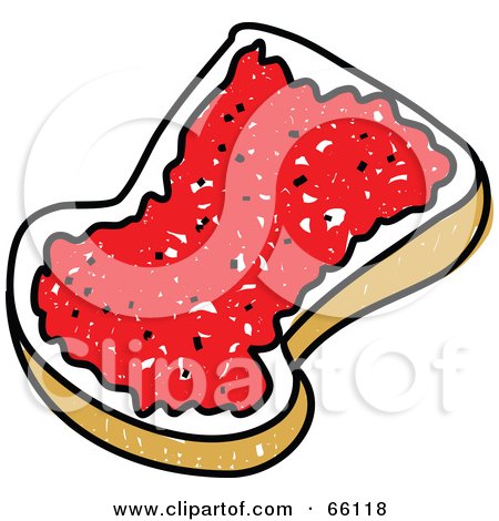 Royalty-Free (RF) Clipart Illustration of a Sketched Bread Slice With Jam by Prawny