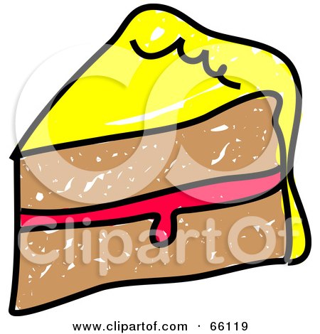 Royalty-Free (RF) Clipart Illustration of a Sketched Slice Of Cake With Jelly Filling by Prawny
